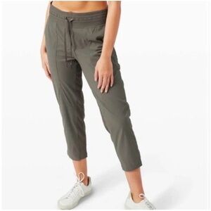 Lululemon Dance Studio Mid-Rise Khaki Green Athletic Pants Joggers Crop 25" Sz 4